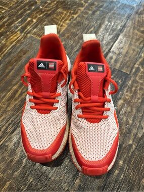 Adidas LEGO Kids Red and White Athletic Sneakers unisex
